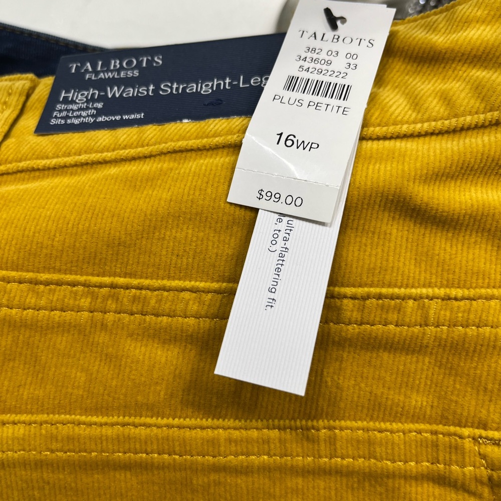NWT Talbots corduroy high waisted straight leg pants. Size 16 petite